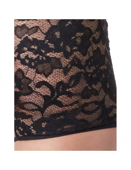 Boxer noir en fine dentelle avec légère transparence