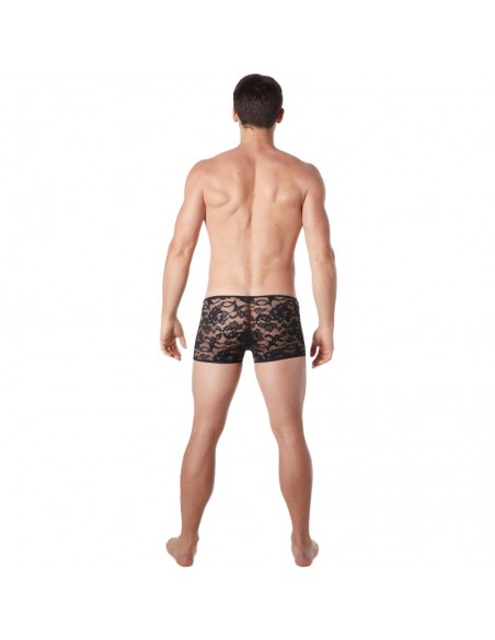 Boxer noir en fine dentelle avec légère transparence