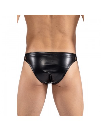 Slip noir Black Desire en simili cuir  2