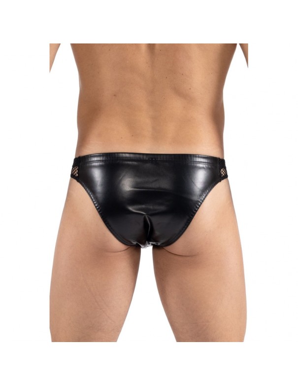 Slip noir Black Desire en simili cuir 