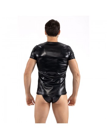 T-Shirt noir Black Desire en simili cuir  2