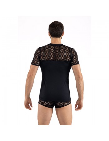 T-shirt noir résille brodée Shinny 2