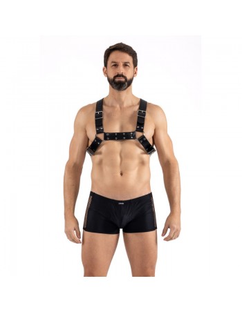 Harnais homme simili cuir avec sangles croisées dans le dos 