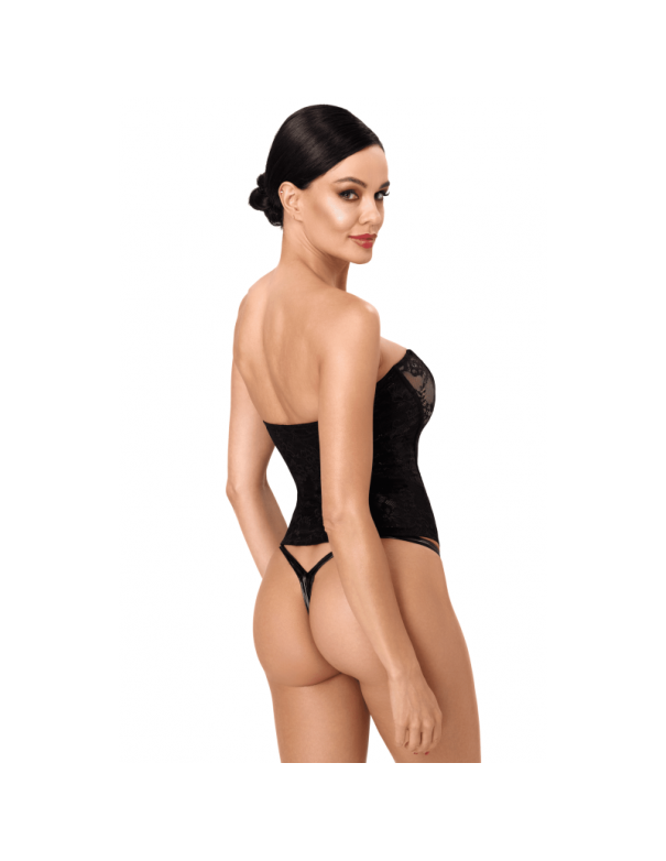 F406 One more kiss Corset en dentelle et powerwetlook
