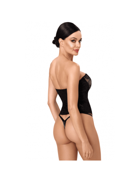 F406 One more kiss Corset en dentelle et powerwetlook