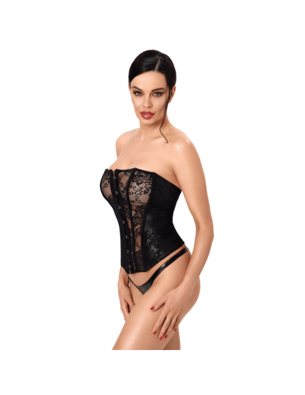 F406 One more kiss Corset en dentelle et powerwetlook