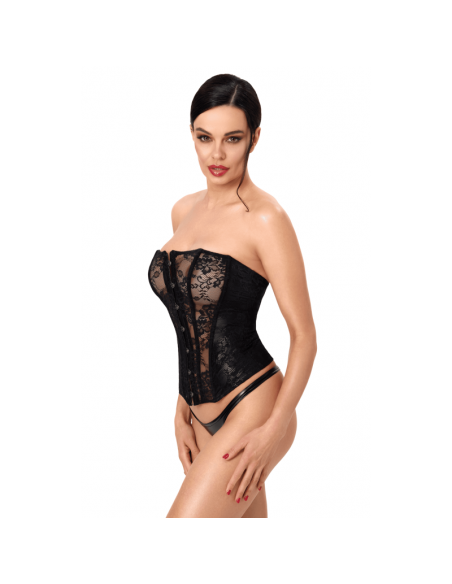 F406 One more kiss Corset en dentelle et powerwetlook