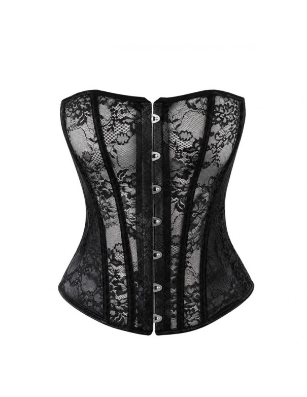 F406 One more kiss Corset en dentelle et powerwetlook