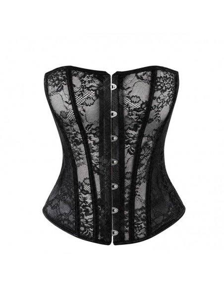 F406 One more kiss Corset en dentelle et powerwetlook